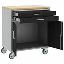 vidaXL Trolley Rolling Workbench Fekete és Szürke 75 x 45 x 85 cm