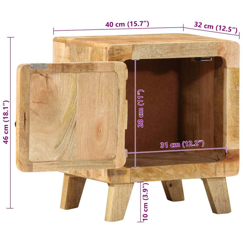 vidaXL éjjeliszekrény 2 db 40x32x46 cm tömör nyers mangófa