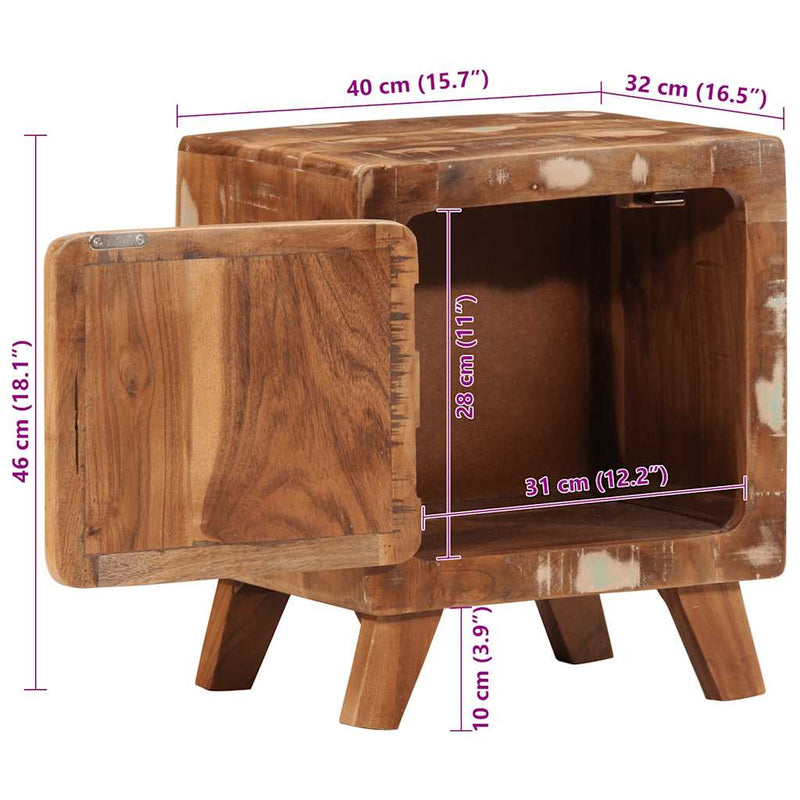 vidaXL éjjeliszekrény 2 db 40x32x46 cm tömör újrahasznosított fa