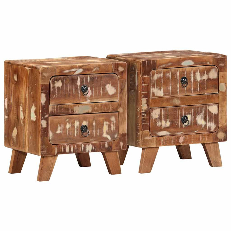 vidaXL éjjeliszekrény 2 db 40x32x46 cm tömör újrahasznosított fa