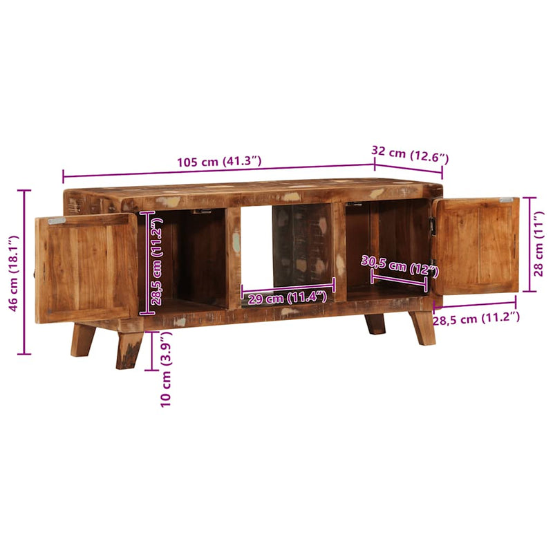vidaXL tömör újrahasznosított fa TV-szekrény 105x46x32 cm