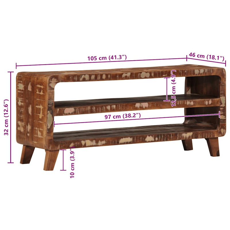 vidaXL tömör újrahasznosított fa TV-szekrény 105x46x32 cm
