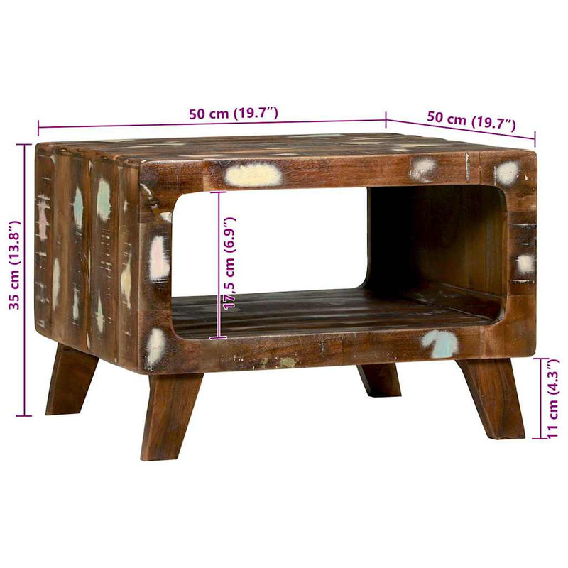 vidaXL Dohányzóasztal 50 x 50 x 35 cm tömör újrahasznosított fa