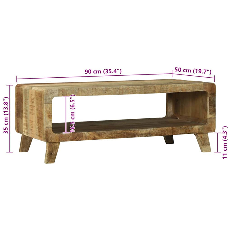 vidaXL Dohányzóasztal Barna 90 x 50 x 35 cm Tömör nyers mangófa