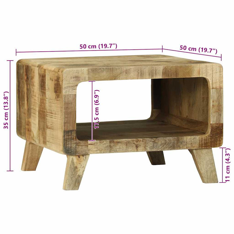 vidaXL Dohányzóasztal Barna 50 x 50 x 35 cm Tömör nyers mangófa