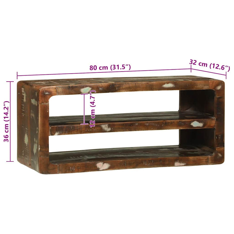 vidaXL TV Szekrény Sokszínű 80 x 32 x 36 cm Tömör újrahasznosított fa