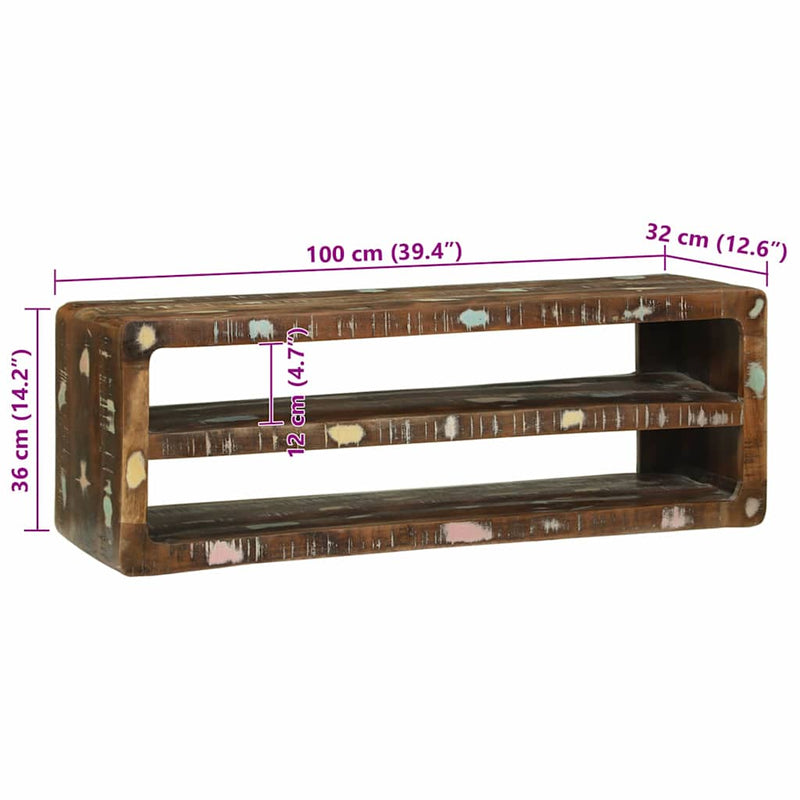 vidaXL TV Szekrény Sokszínű 100 x 32 x 36 cm Tömör újrahasznosított fa