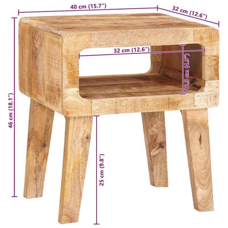 vidaXL Végasztalok polcokkal 40 x 32 x 46 cm tömör mangófa