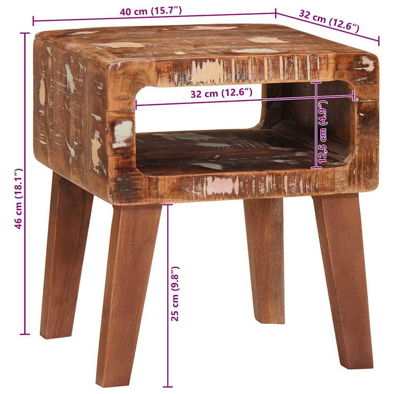 vidaXL Végasztalok Sokszínű 40 x 32 x 46 cm tömör újrahasznosított fa