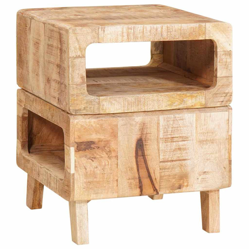 vidaXL Végasztalok polcokkal Barna 40 x 40 x 49 cm tömör mangófa