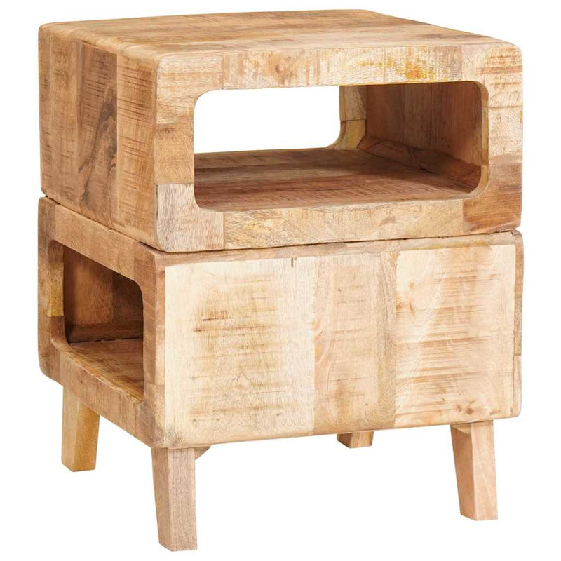 vidaXL Végasztalok polcokkal Barna 40 x 40 x 49 cm tömör mangófa