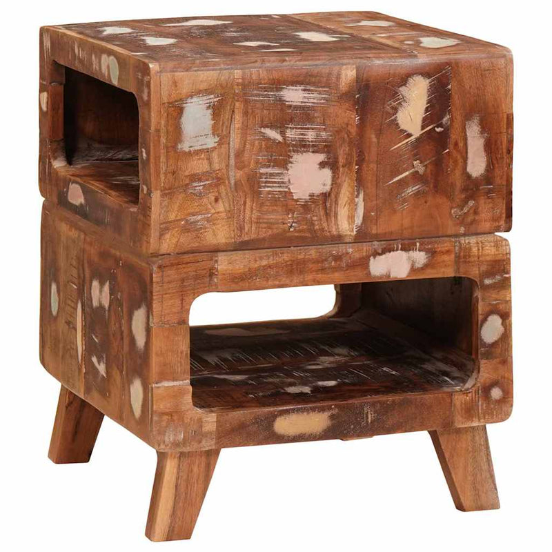 vidaXL Végasztalok Sokszínű 40 x 40 x 49 cm tömör újrahasznosított fa