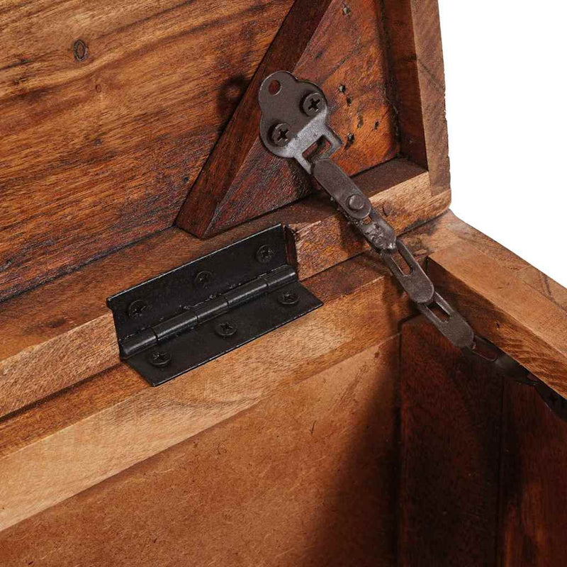 vidaXL Tároló Doboz tárolóval zárral Barna Tömör Mangófát