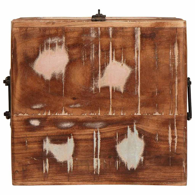 vidaXL Tároló Doboz tárolóval zárral Barna Tömör Mangófát