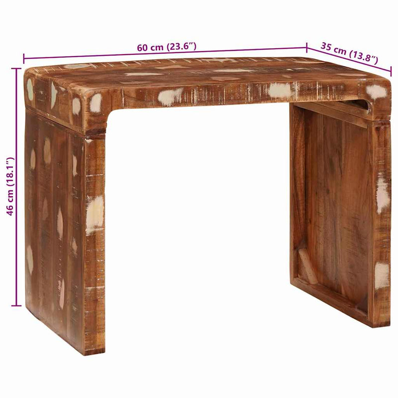 vidaXL Végasztal 60 x 35 x 45 cm tömör újrahasznosított fa