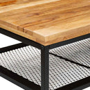 vidaXL Dohányzóasztal Barna és fekete 110 x 55 x 35 cm Tömör Mangófát