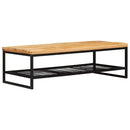 vidaXL Dohányzóasztal Barna és fekete 110 x 55 x 35 cm Tömör Mangófát