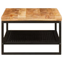 vidaXL Dohányzóasztal Barna és fekete 110 x 55 x 35 cm Tömör Mangófát