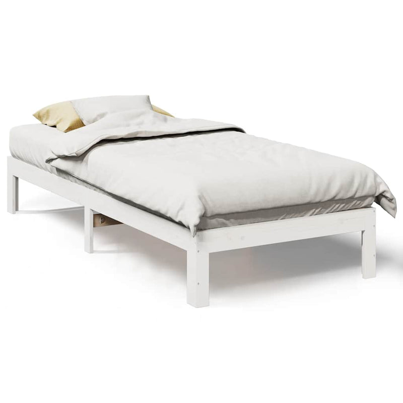 vidaXL fehér tömör fenyő ágykeret matrac nélkül 80 x 200 cm