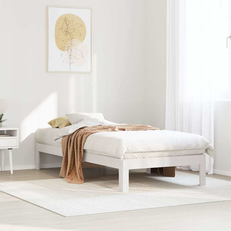 vidaXL fehér tömör fenyő ágykeret matrac nélkül 80 x 200 cm