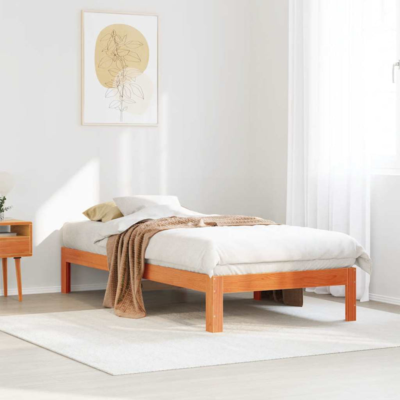 vidaXL viaszbarna tömör fenyő ágykeret matrac nélkül 80x200 cm