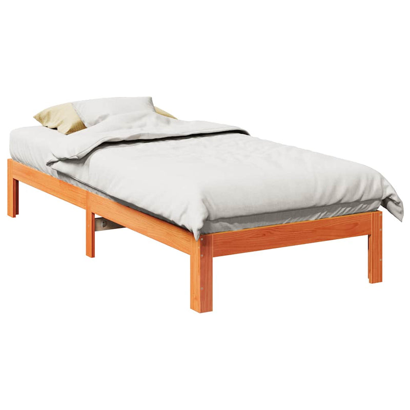 vidaXL viaszbarna tömör fenyő ágykeret matrac nélkül 80x200 cm