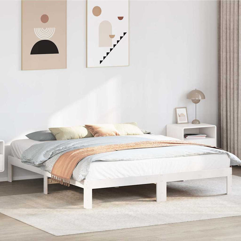 vidaXL fehér tömör fenyőfa ágy matrac nélkül 160 x 200 cm
