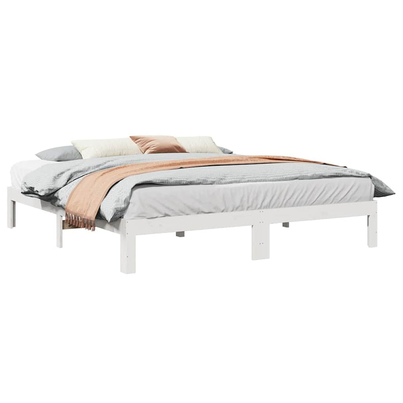 vidaXL fehér tömör fenyőfa ágy matrac nélkül 160 x 200 cm