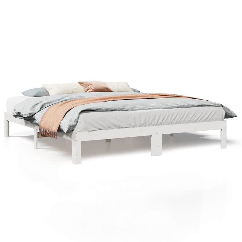 vidaXL fehér tömör fenyőfa ágy matrac nélkül 180 x 200 cm