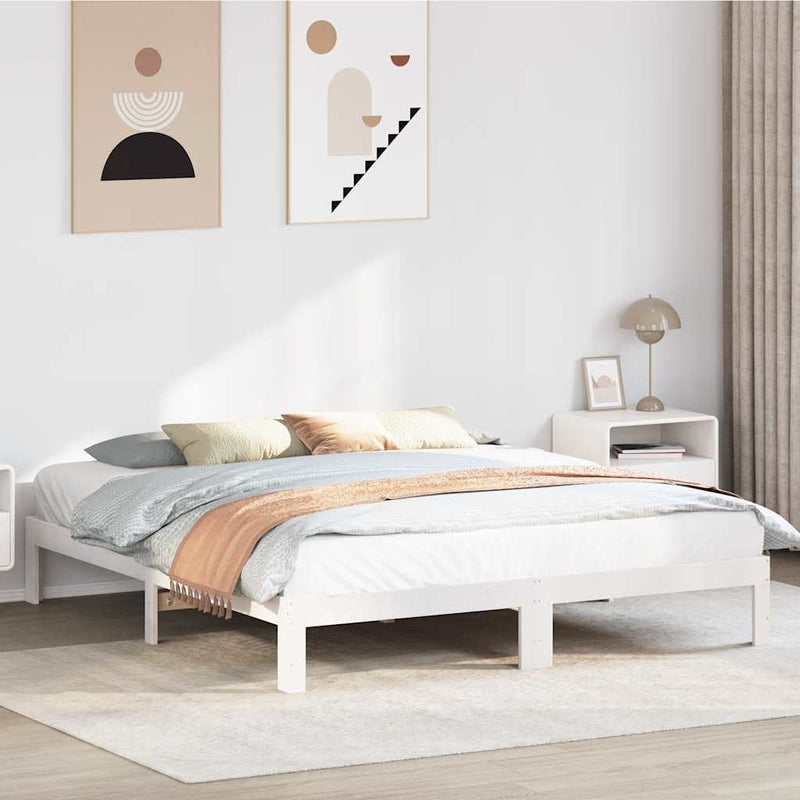 vidaXL fehér tömör fenyőfa ágy matrac nélkül 180 x 200 cm