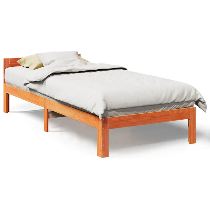 vidaXL viaszbarna tömör fenyő ágykeret matrac nélkül 80x200 cm