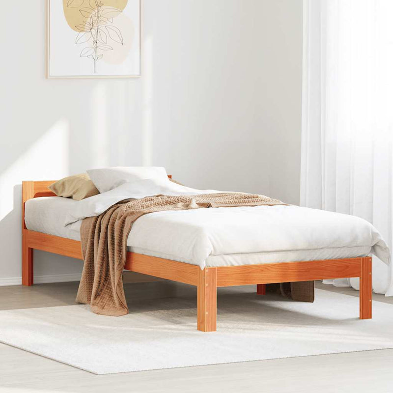 vidaXL viaszbarna tömör fenyő ágykeret matrac nélkül 80x200 cm
