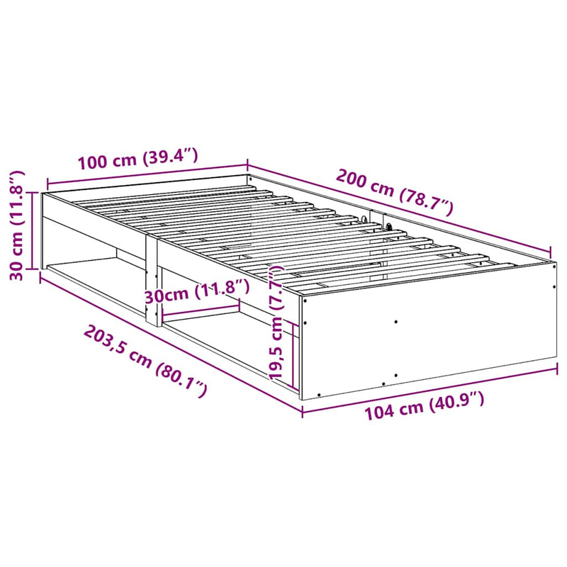 vidaXL kanapéágy ágy matrac 100x200 cm tömör fa fenyőfa