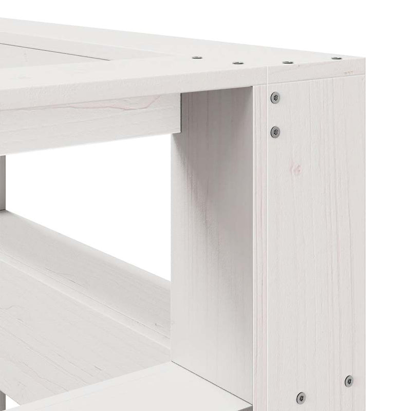 vidaXL Könyvespolc fejtámla L-alakú fehér 150 cm tömör fa fenyőfa