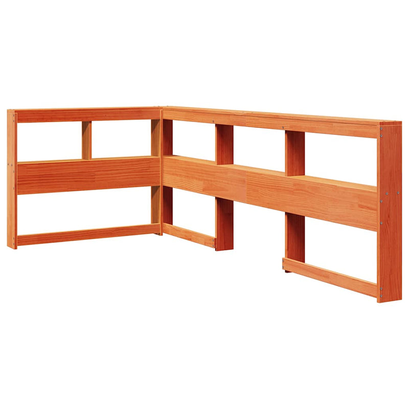 vidaXL Könyvespolc fejtámla L-alakú viaszbarna 80 cm tömör fa fenyőfa
