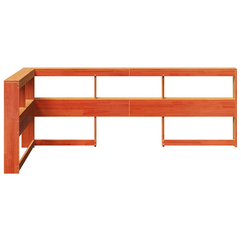 vidaXL Könyvespolc fejtámla L-alakú viaszbarna 80 cm tömör fa fenyőfa