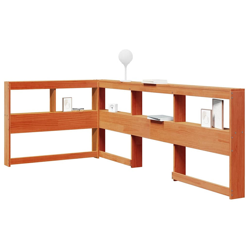 vidaXL Könyvespolc fejtámla L-alakú viaszbarna 90 cm tömörfa fenyőfa