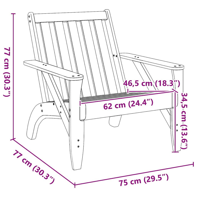 vidaXL Kerti adirondack szék viaszbarna 75x77x77 cm tömör fa fenyőfa