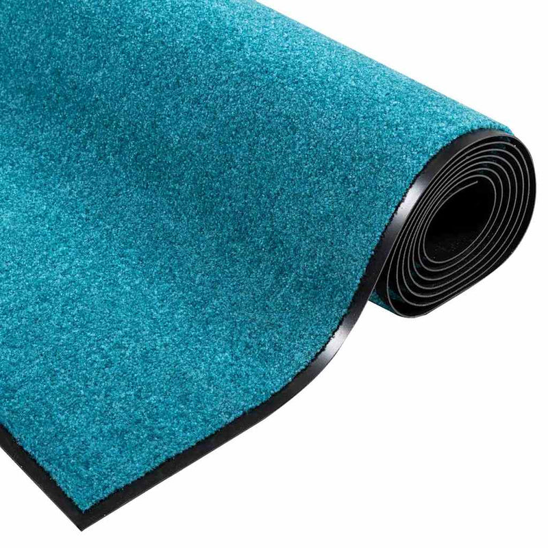 vidaXL Ajtószőnyeg Egyéb Cián és Fekete 120 x 250 cm Poliamid és PVC