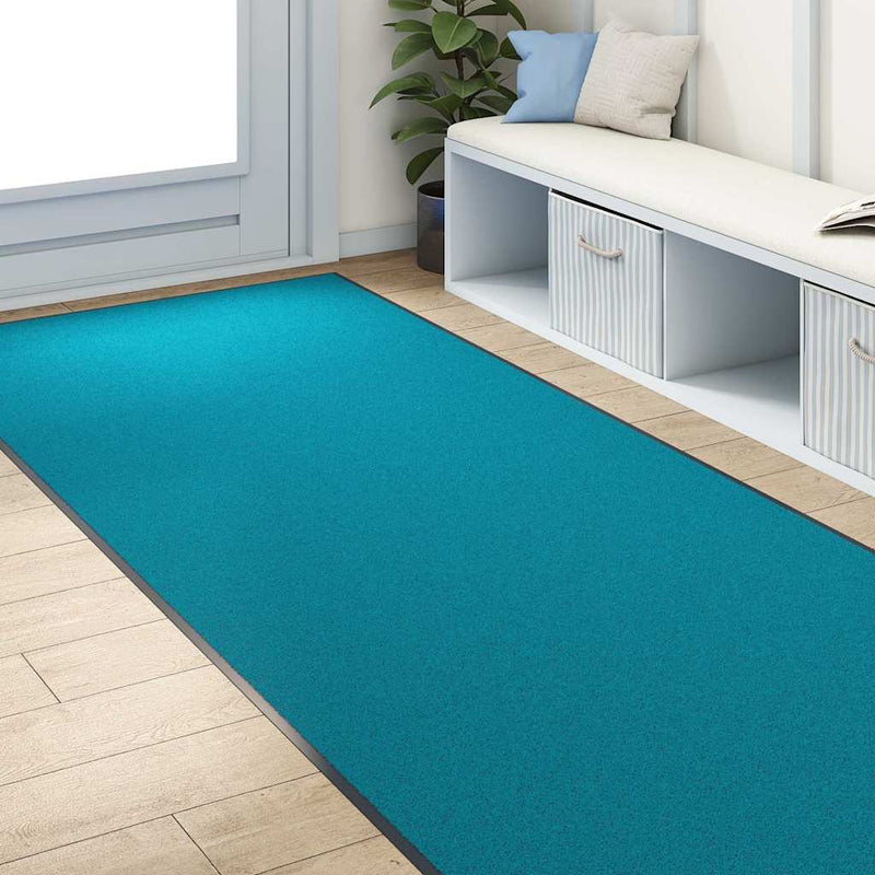 vidaXL Ajtószőnyeg Egyéb Cián és Fekete 120 x 250 cm Poliamid és PVC