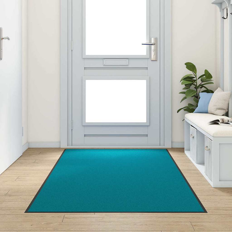vidaXL Ajtószőnyeg Egyéb Cián és Fekete 120 x 250 cm Poliamid és PVC