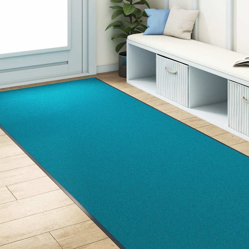 vidaXL Ajtószőnyeg Egyéb Cián és Fekete 120 x 400 cm Poliamid és PVC