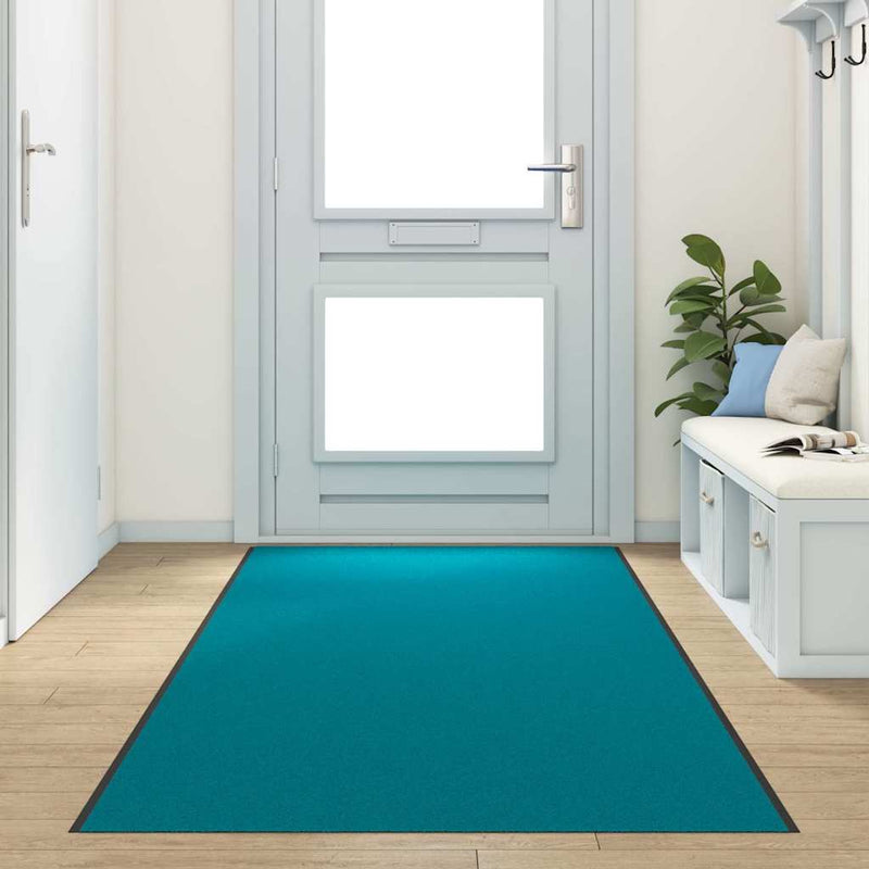 vidaXL Ajtószőnyeg Egyéb Cián és Fekete 120 x 400 cm Poliamid és PVC