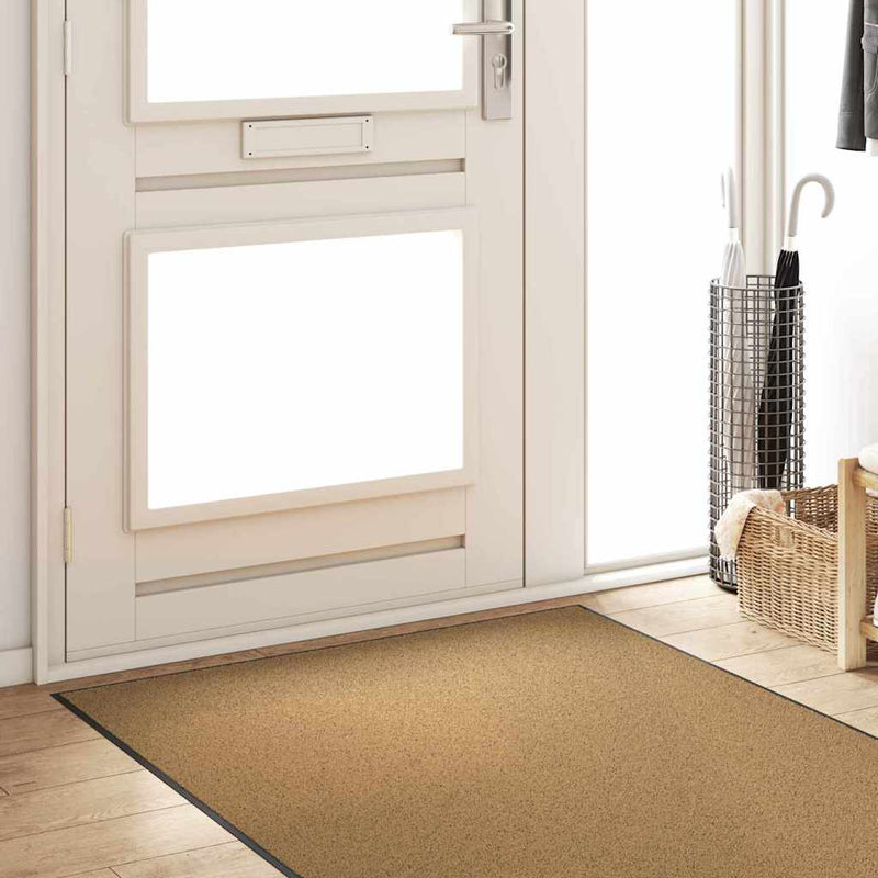 vidaXL Ajtószőnyeg Egyéb Krém és fekete 120 x 250 cm Poliamid és PVC