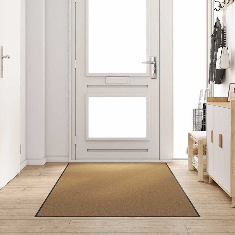 vidaXL Ajtószőnyeg Egyéb Krém és fekete 120 x 250 cm Poliamid és PVC