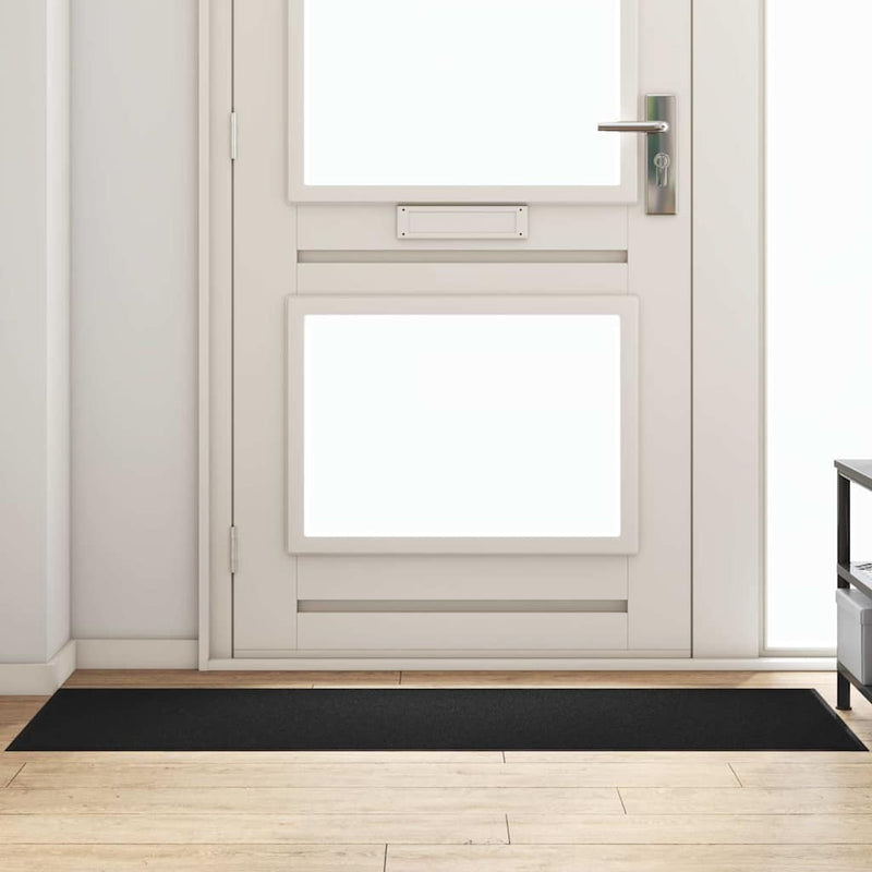 vidaXL Ajtószőnyeg Egyéb Fekete 60 x 180 cm Polipropilén és vinil