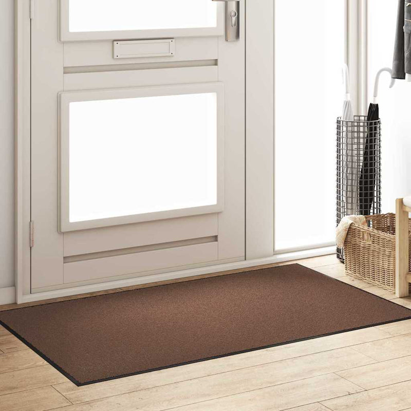 vidaXL Ajtószőnyeg Barna és fekete 90 x 150 cm Polipropilén és vinil
