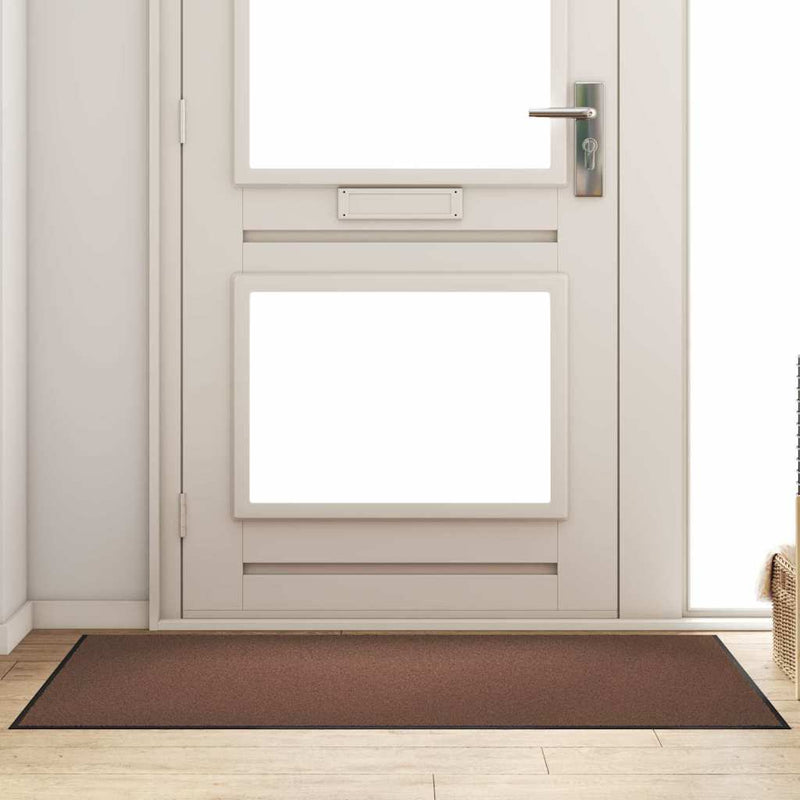 vidaXL Ajtószőnyeg Barna és fekete 90 x 150 cm Polipropilén és vinil