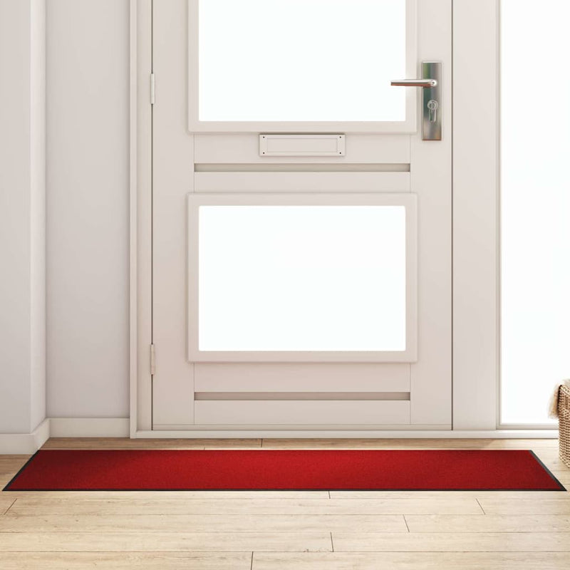 vidaXL Ajtószőnyeg Piros és Fekete 60 x 180 cm Polipropilén és vinil