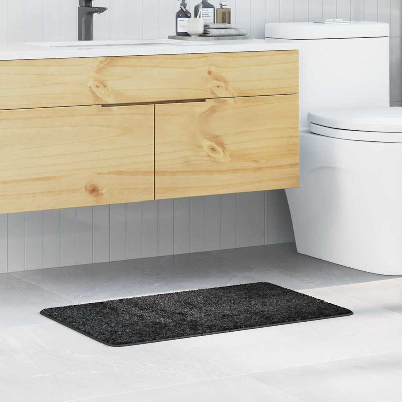vidaXL Fürdőszoba szőnyeg Sötétszürke 50 x 80 cm Polipropilén